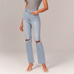 Abercrombie & Fitch Curve Love Ultra High Rise The Ankle Straight Jeans